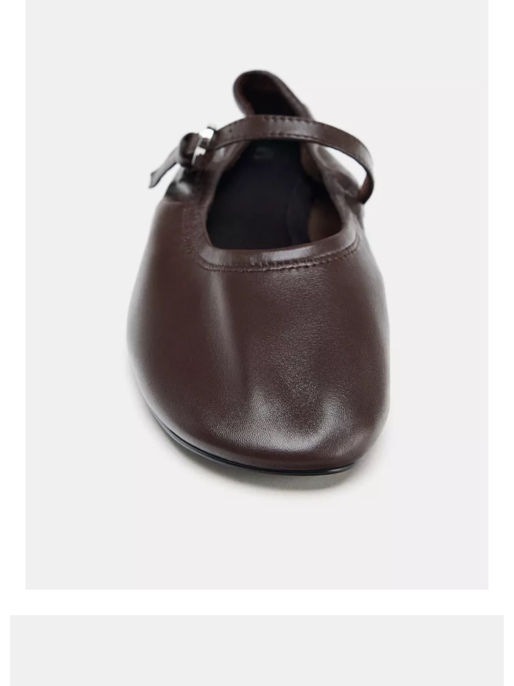 Zara Dark Brown Leather Mary Jane Ballet Flats with Strap size 36 / 6 - Picture 9 of 10